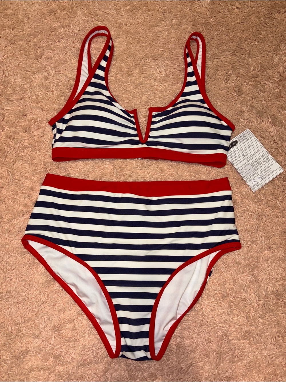 Bikini set Patriotic Nautical High Waist Bra Top Maurice’s Sample Suit ‘23 Sz. M
